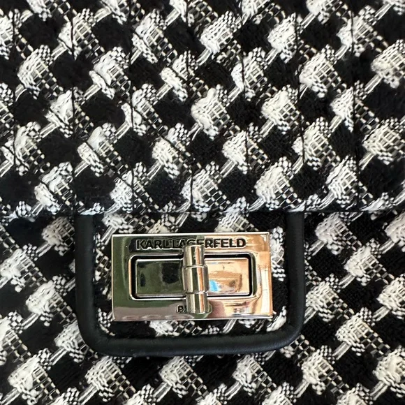 NEW Karl Lagerfeld Tweed Shoulder Purse - Picture 3 of 5